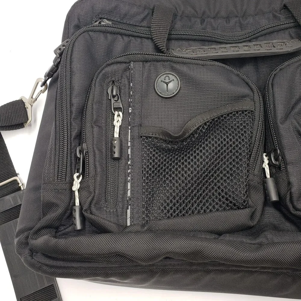 Vintage LL Bean Black Padded Laptop Messenger Bag Briefcase Satchel Multi Pocket